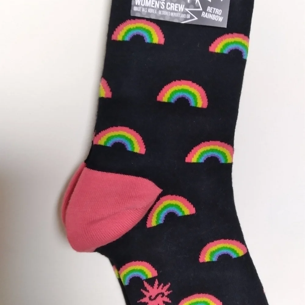 Sock It To Me Women's Retro Rainbow Print Crew Socks New with Tags